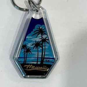 2.5" Souvenir Hawaii Acrylic‎ Palm Trees Beach Sunset Keychain Key Ring Fob